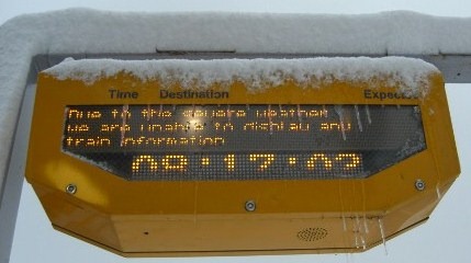The display at Crayford station during last February's snow